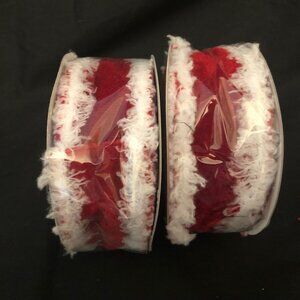 Chenille Edge Wired Ribbon, 1.5 inches wide x 15 feet - 2 Rolls - NEW
